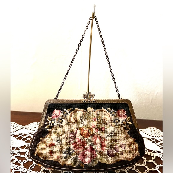 Vintage Petit Point Tapestry Purse 1930s Hand Stitched in Hungry - Picture 1 of 11